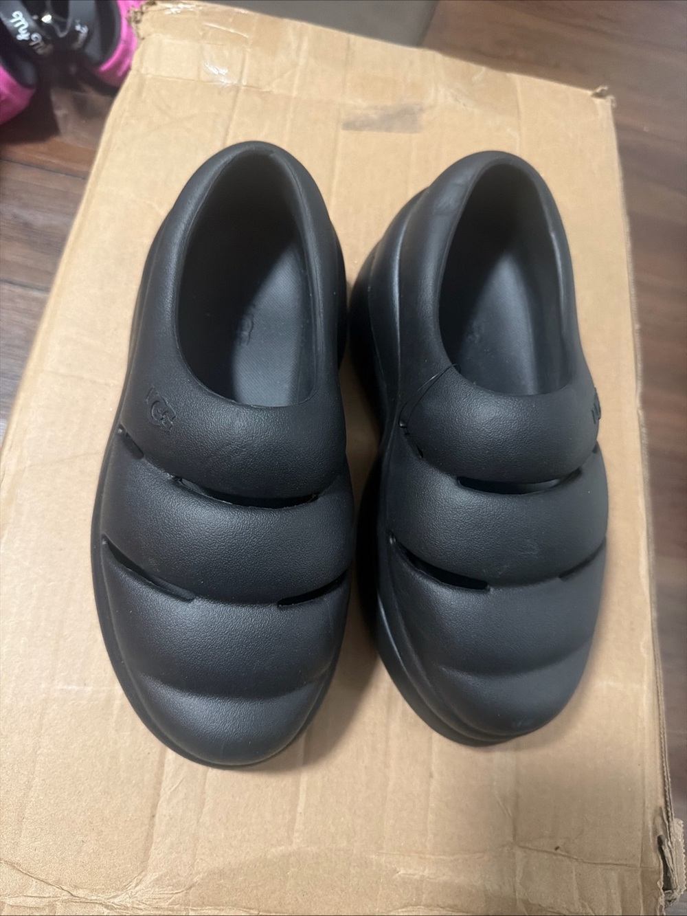 UGG Sport Yeah Black Women's Rubber Clog Slip On Platform  Shoes W8